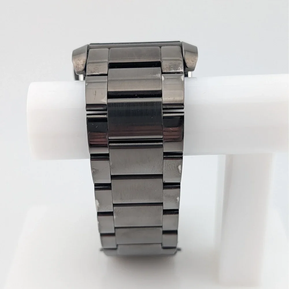 Kenneth Cole New York Transparency Dial Gunmetal Watch SS Oversized Box Links